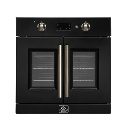 FORNO 2-Piece Kitchen Bundle - 30" Black Single Wall Oven (1333-30), 30" Black Microwave (3093-30)