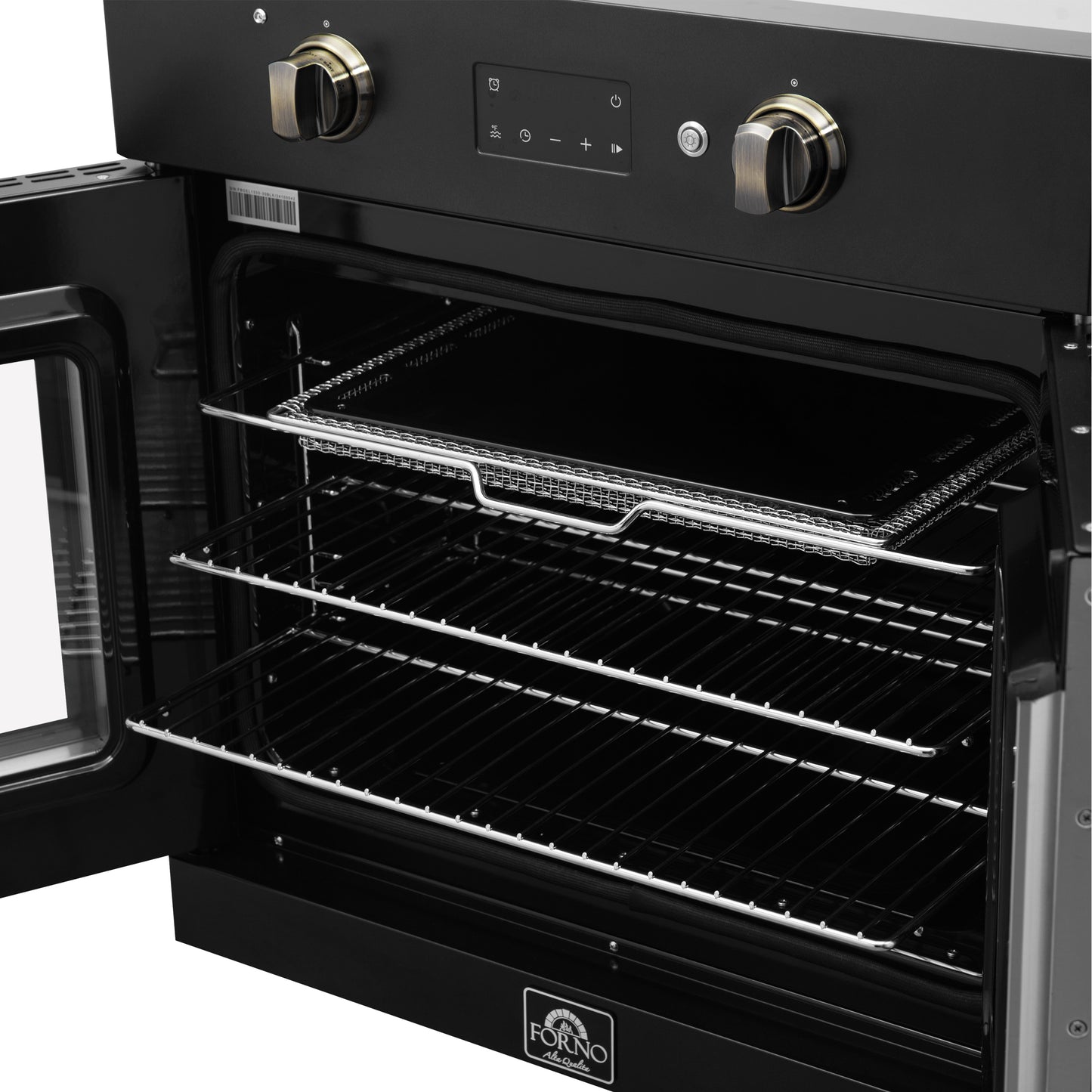 FORNO 2-Piece Kitchen Bundle - 30" Black Single Wall Oven (1333-30), 30" Black Microwave (3093-30)