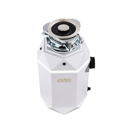 FORNO ACQUA BrightDIAMOND Moonstone 1HP Super Quiet Garbage Disposal Corded with Motion Sensor Cabinet Light & Pre-Wired Air Switch